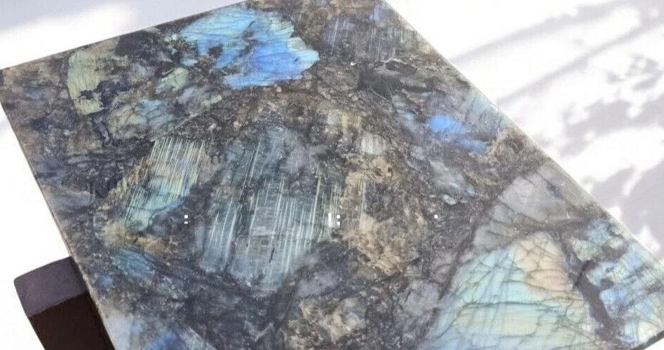 24"x15" Labradorite Stone Dining Table Crystal Healing Gemstone Countertop Decor - Image 3 of 4