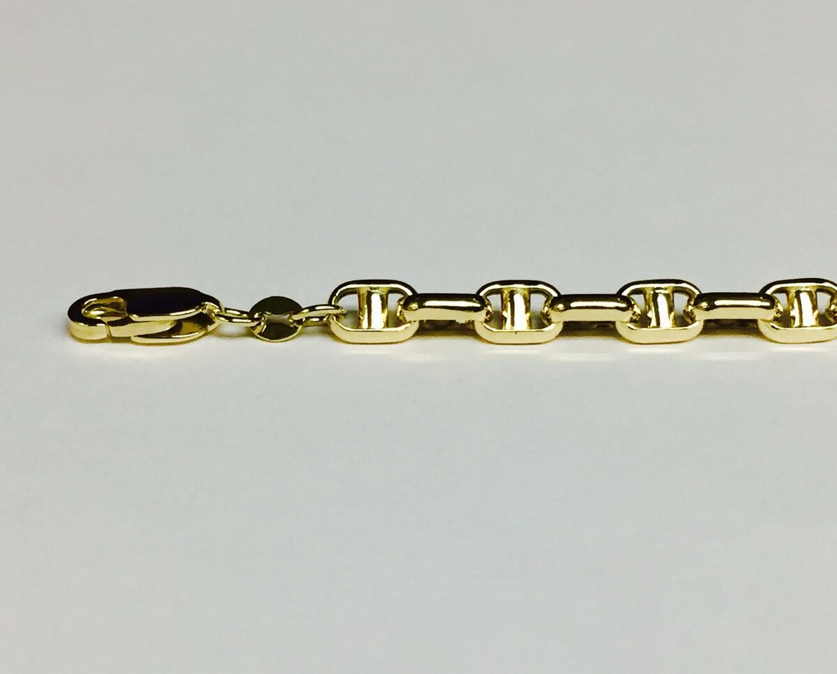 14k Yellow Gold Anchor Mariner Chain Link Necklace 5 MM 15.5 14k Yellow Gold Anchor Mariner Chain Link Necklace 5 MM 15.5