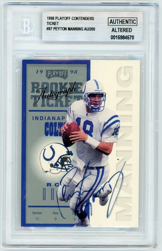 PEYTON MANNING 1998 Playoff Contenders Rookie Ticket Auto Rc SP/200 BGS Auth