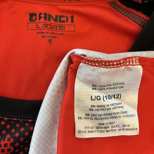 Andi Athletic Shirt Top Boys Large L 10/12 Red Black Camouflage Short Sleeve - Picture 6 of 6