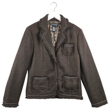 Dialogue Womens Brown Smart Tweed Jacket Blazer Size Small S
