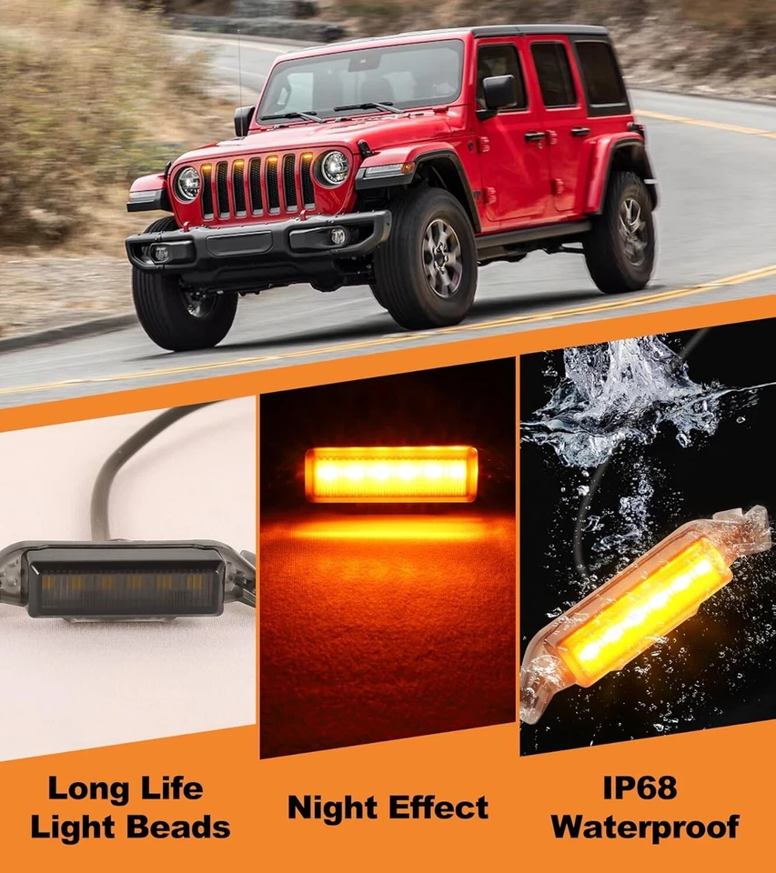 Luces de parrilla para Jeep Wrangler JL JLU 2018-2023 parachoques delantero LED marcador de funcionamiento Foto 4 de 4