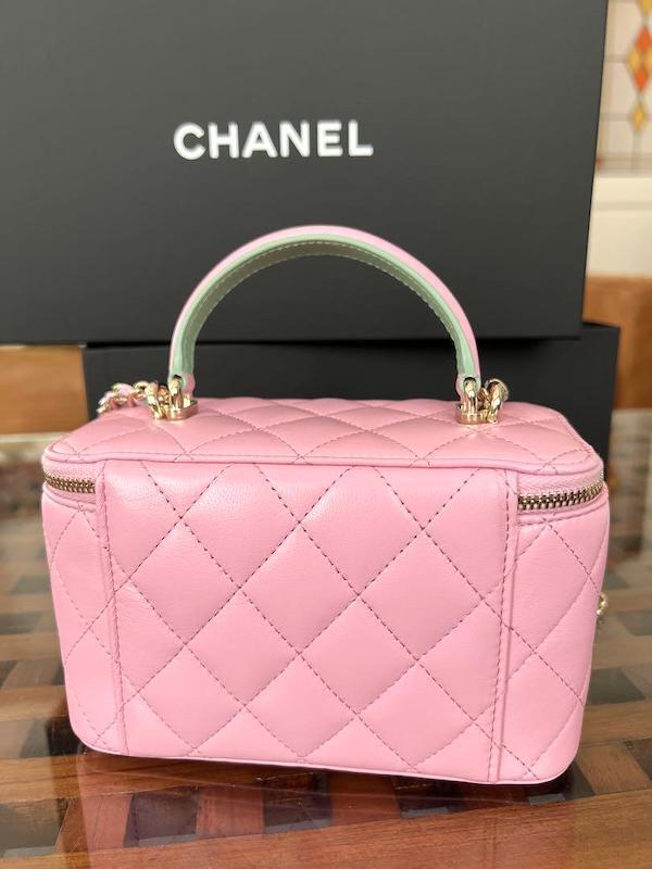 Chanel Vanity Bag Crossbody 23SS Pink Lambskin Shoulder Purse Case Auth New