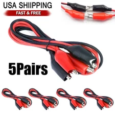 USA 5Pairs Dual Red & Black Test Leads w/ Alligator Clips Jumper Cable 16GA Wire