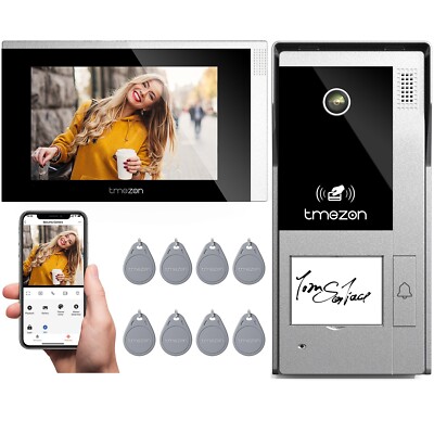 TMEZON Video Türsprechanlage Videotürklingel 1-Familien 4-Draht Mit 7