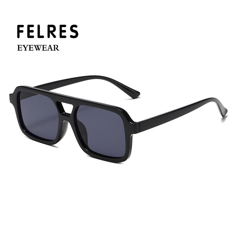 Men Women Square Retro Double Bridge Sunglasses Outdoor  display picture 3