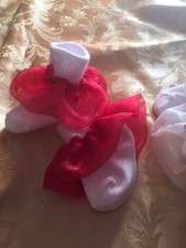 Girls infants size 6-12mo white socks w/ruffle red organza