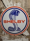 VINTAGE SHELBY PORCELAIN SIGN 30" COBRA SPORT CAR DEALER AUTOMOBILE PART SERVICE