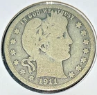 1911-P Silver Barber Quarter 25 Cents .181 Troy Oz - $15 of Silver - T-81