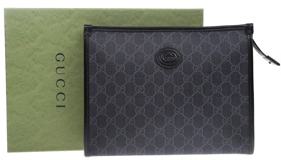 NUOVA POCHETTE GUCCI GG SUPREME CANVAS PELLE INCASTRO G BEAUTY CASE CON SCATOLA