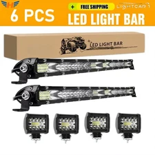 2X 21inch LED Light Bar Combo Driving+4x4"Fog Pods For Jeep Offroad Car ATV 4WD
