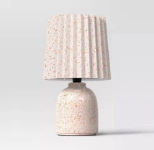 Set of 2 Mini Printed Ceramic Base Table Lamps with Printed Pleated Shades