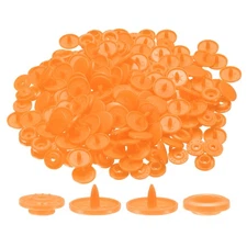 400 Set Plastic Snaps T5 Round Resin No-Sew Button Fasteners Kit, Orange