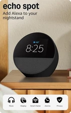 Amazon Echo Spot (newest model), Great for nightstands, offices and Black 