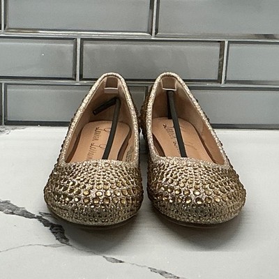 Lauren Lorraine Brea Womens Nude Embellished Rhinestone Ballet Flats Shoes 5.5