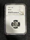 1945 Silver Mercury Dime NGC MS65