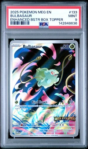 2025 POKEMON MEG EN-MEGA EVOLUTION ENHANCED BOOSTER BOX TOPPER BULBASAUR PSA 9