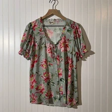 Show Me Your Mumu Brunch Top S Floral Cottage Ruffle Sleeve Coquette Romantic 