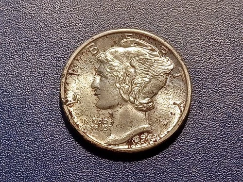 Gem BU 1943-D Mercury Dime (original toning)
