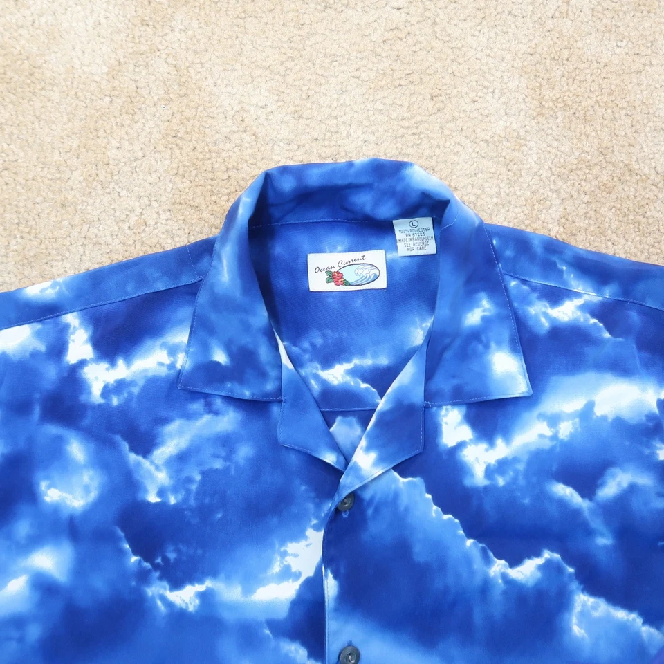 Ocean Current Hawaiian Short Sleeve Shirt Mens Large Floral Button Up Blue - Image 3 of 4