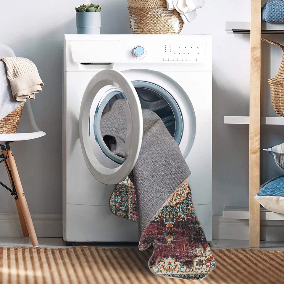 Linon Home Decor Products The Anywhere Washable Rug Carver Ivory & Burgundy 2... - Image 2 of 4