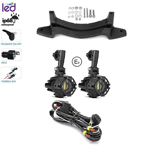 FARETTI MOTO LED E9 + GRIGLIA + KIT CABLAGGIO + STAFFA BMW LC1200GS R 1250 GS LC - 第 1/10 張圖片