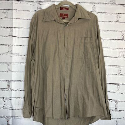 Nordstrom Brown Casual Button Down Dress Shirt Dobby SZ 16 1/2 Neck Cotton Y2K