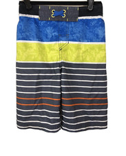 Cat  Jack Boys Size L Gray Yellow Blue Stripe Swim Shorts Trunks NWT Free Ship