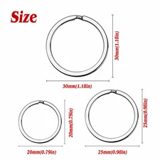 20/25/30mm Rustproof Split Ring Keychain Stainless Steel 50pcs Round Key Ring