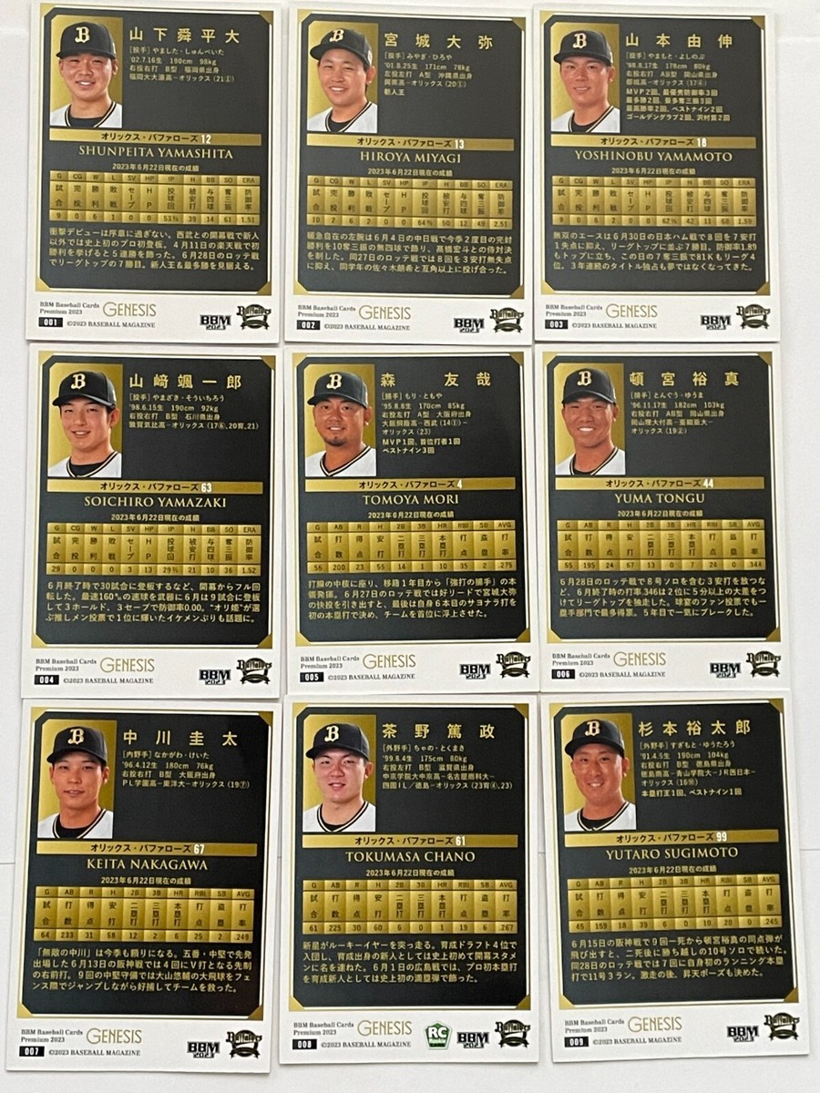 BBM93年68枚セット BBM 2023 GENESIS Orix Buffaloes Regular Card Complete Set of