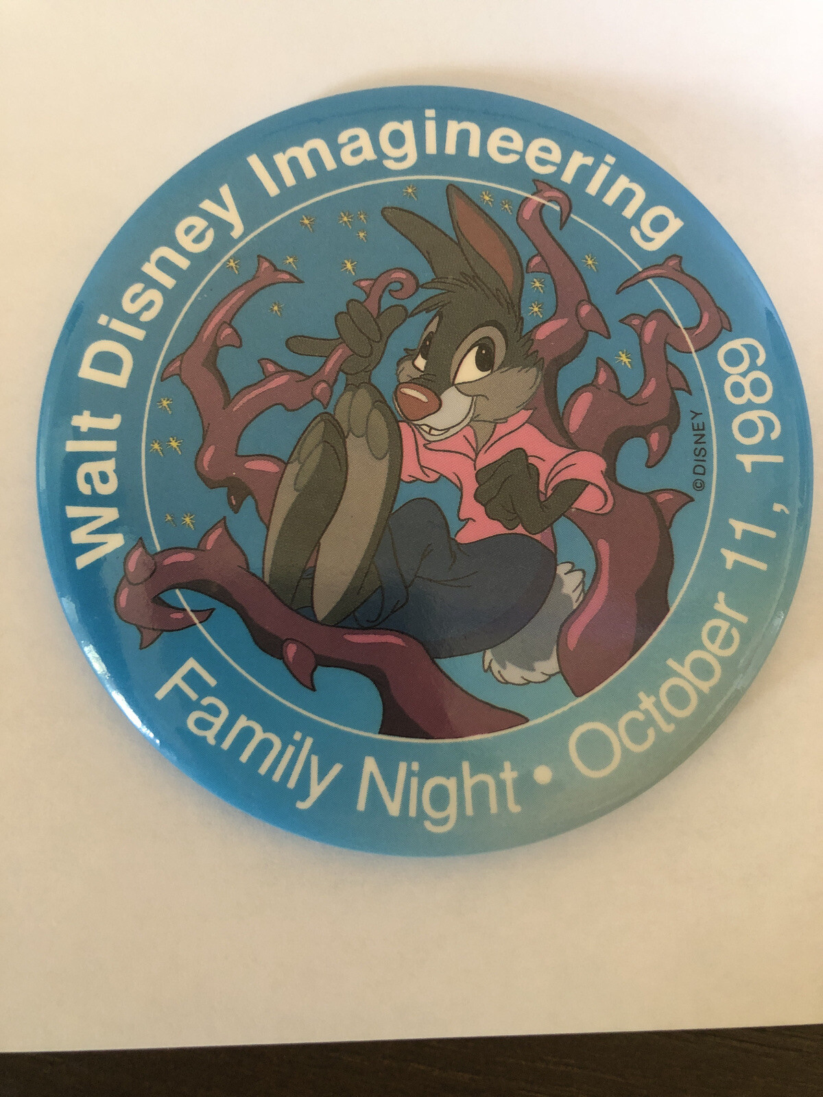 Vintage Walt Disney Imagineering Splash Mountain 1989 Button Pin Brer Rabbit