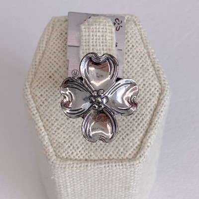 Beau by Beaucraft Sterling Silver Dogwood Flower Ring Adjustable Band - NWT