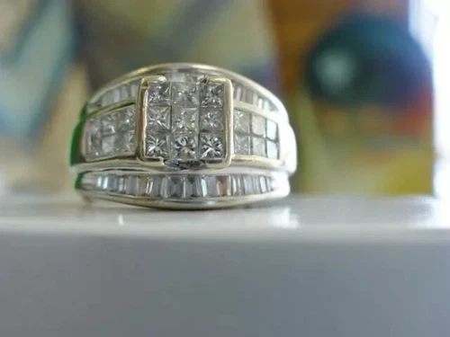 2CT Lab Created Diamond Wedding Engagement Ring 14K Yellow Gold Plated Silver