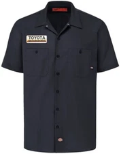TOYOTA Motorsports Retro Patch DICKIES Short Sleeve Work Shirt Classic S-5X