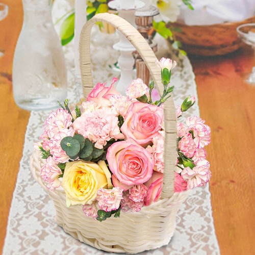 2pc Wedding Flower Girl Basket Heart-Shaped Candy Baskets Handheld Woven Baskets - Picture 7 of 12