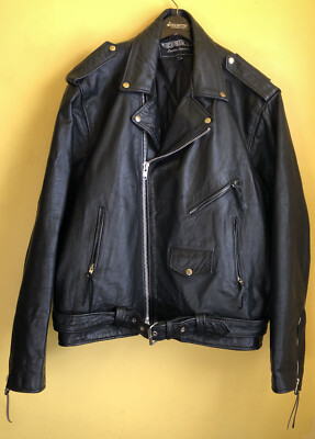 UNIK Leather Motorcycle Jacket Men's Size 54 EUC Free Fast