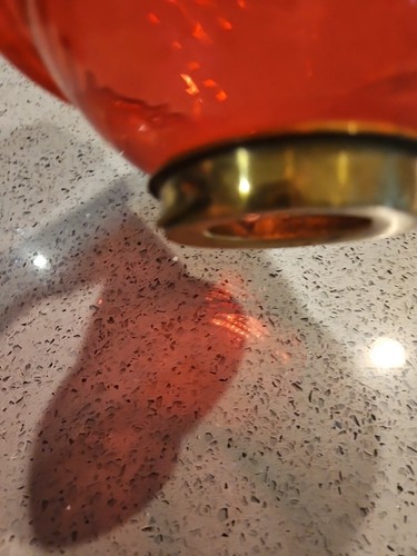 VINTAGE RUBY RED EART GLASS SWIRL LIGHT GLOBE Fixture - Picture 9 of 13