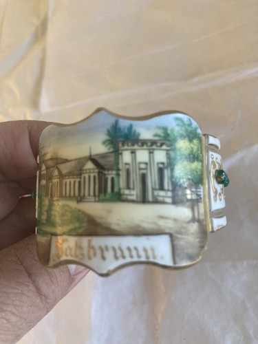 Antique Very Fancy Painted SAKBRUNN? Napkin Ring Jeweled Glass RARE - Picture 2 of 12