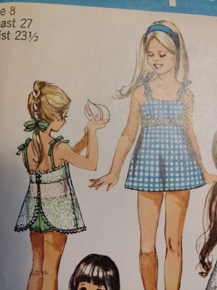 Bathing Suit Bikini Top Pants Girls 8 Simplicity 8813 Sewing Pattern Cut VTG 70s - Image 3 of 4