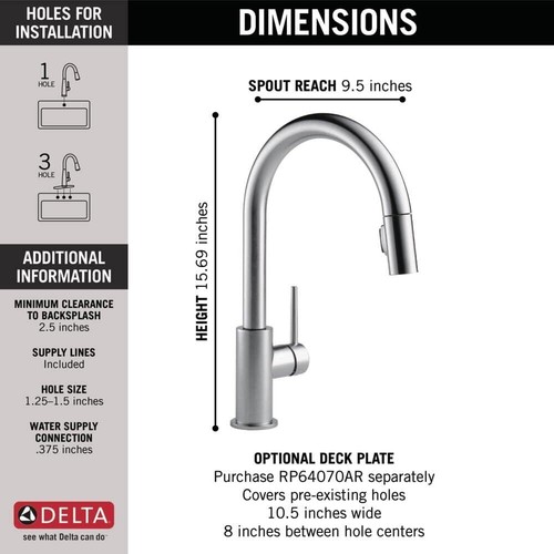 Delta Faucet Trinsic Brushed Nickel Kitchen Faucet 9159-AR-DST - Picture 3 of 24