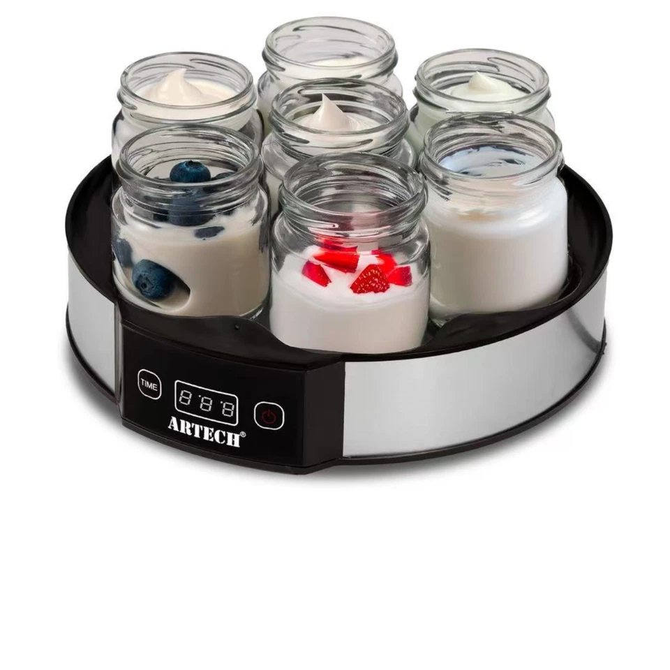 Digital Yogurt Maker with 7 Glass Jars Electric, Compact, Stainless Steel - Image 2 of 4