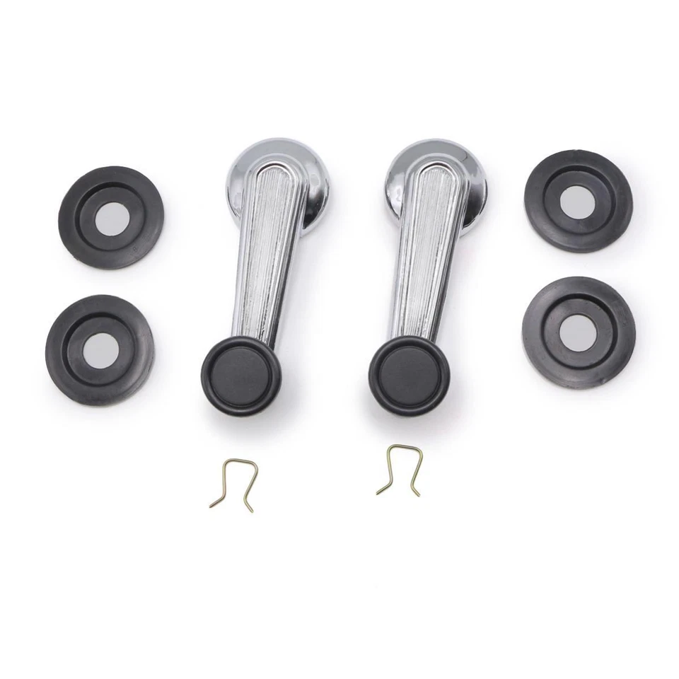 Par de manivela de ventana cromada manual interior para Nissan Datsun 720 1980-91 Foto 2 de 4