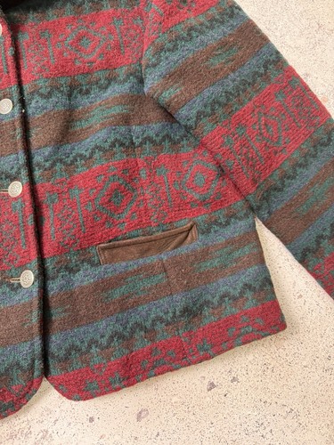 Vtg Woolrich Wool Blend Southwestern Aztec Jacket Coat USA Womens Size L - Picture 7 of 23