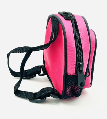 build a bear mini backpack Build A Bear Backpack Pink Black Mesh School Bag Mini Zipper Accessory -  EUC