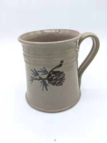 1985 Vintage Jugtown Ware Art Pottery Mug Flower Design Glossy Glaze