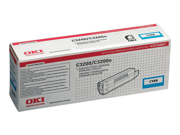 Original Oki Toner 43034807 Cyan C-3200/C-3200N A-Ware-image