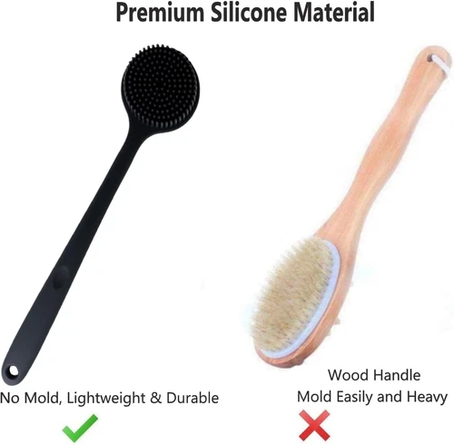 Soft Silicone Back Scrubber Shower Body Brush with Long Handle for Men Women - Picture 3 of 6