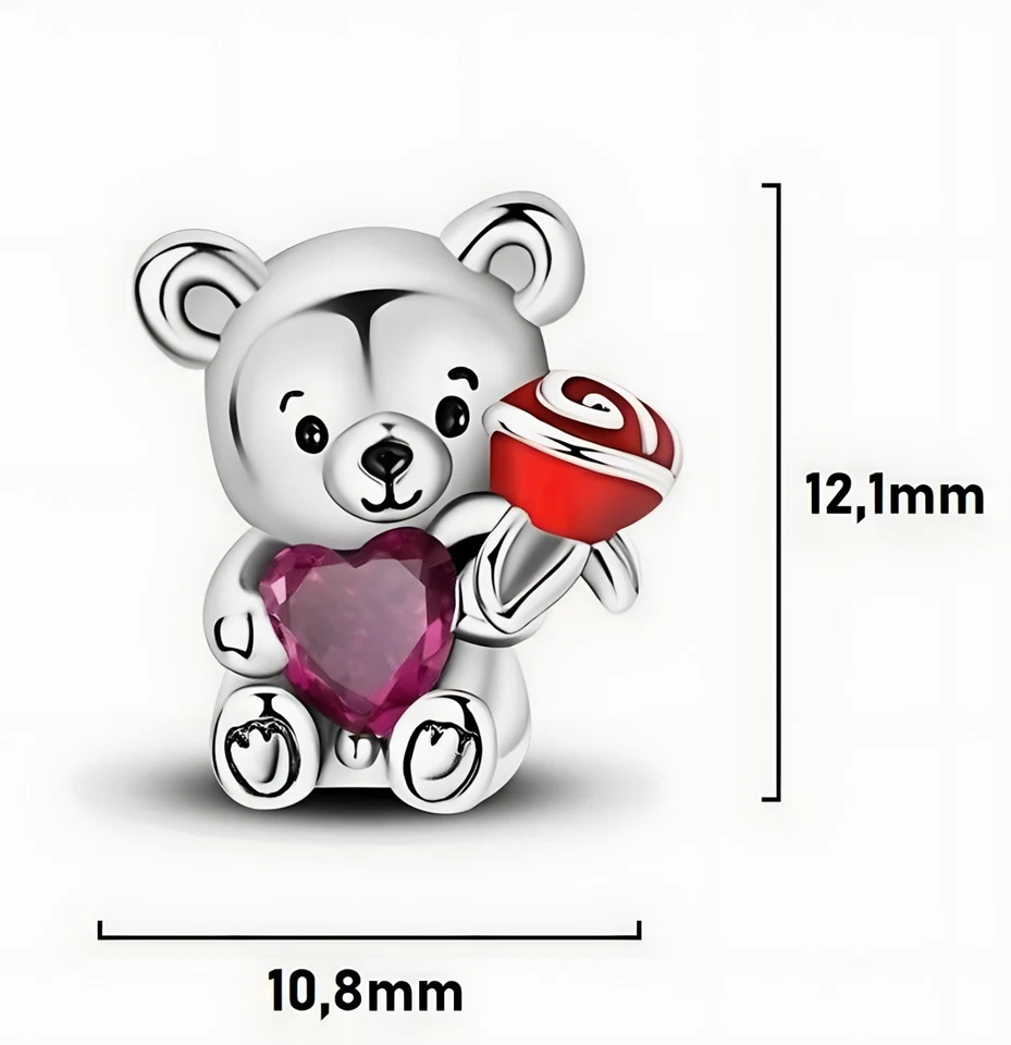 Charm Anhänger für Armband Teddy Bär Silber Zirkonia Geschenkidee - Bild 2 von 2