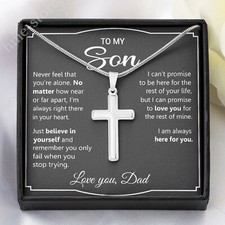 To My Son Cross Necklace from Dad Inspirational Gift For Son Believe In Yourself