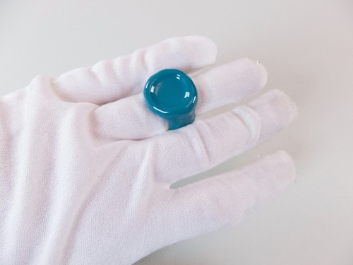 BOTTEGA VENETA Seal blue enameled Sterling silver signet ring Size 9 US / 19 IT - Picture 7 of 9